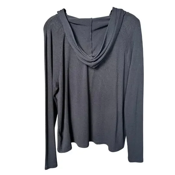 UGG Lightweight Hooded Black Lounge Long Sleeve Top Minimalist Athleisure - XL - Picture 2 of 7